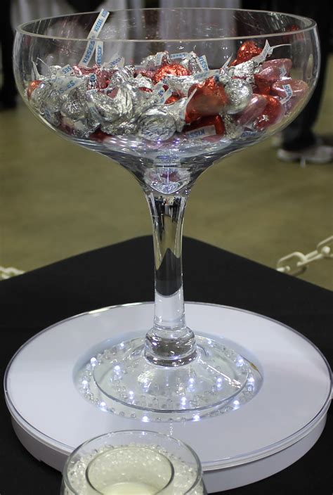 extra large champagne glass centerpiece.